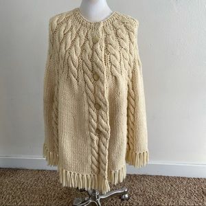 Chunky Cable knit Handmade button front cape Vintage Medium Coastal Grandma